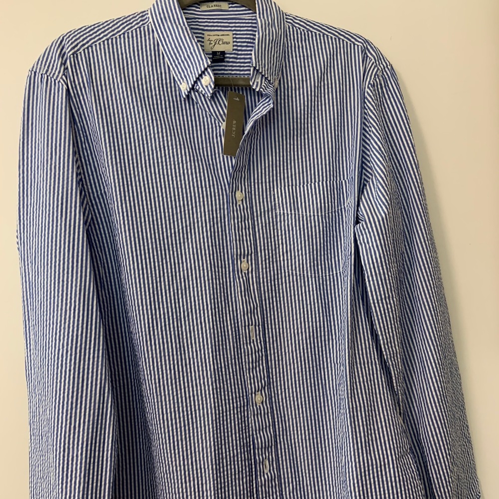 J. Crew Seersucker Long Sleeve Button Down Shirt